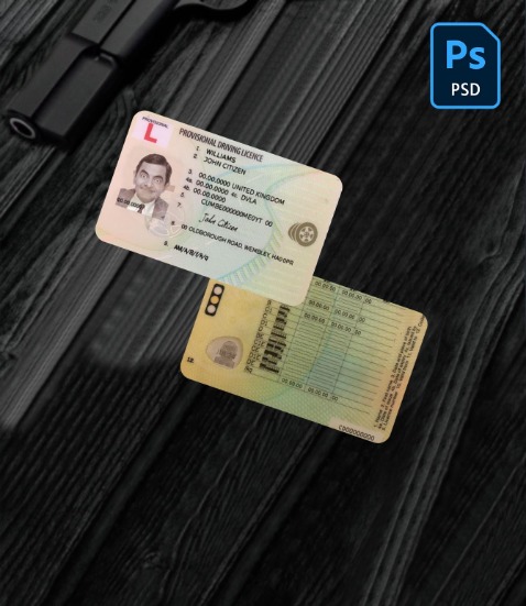 United Kingdom provisional driving license PSD